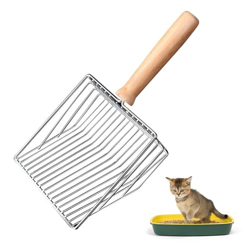 GUOYOU Katzenklo Schaufel, Katzenschaufel, Katzenstreuschaufel aus Metall, Streuschaufel Katzenklo, Cat Litter Scoop, Siebschaufel, mit Handlichem Griff, für Haustier Kätzchen Hunde(Silber) von GUOYOU