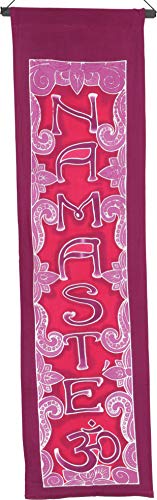 GURU SHOP Boho Wandbehang, Batik Wandschmuck - Namaste Pink, Viskose, 90x30x0,2 cm, Wandtaschen & Wandbehänge von GURU SHOP