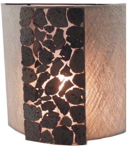 GURU SHOP Wandlampe/Wandleuchte, in Bali Handgefertigt aus Naturmaterial, Lavastein - Modell Cleopatra Stone, Kokosfaser, 30x30x12 cm, Wandleuchten von GURU SHOP