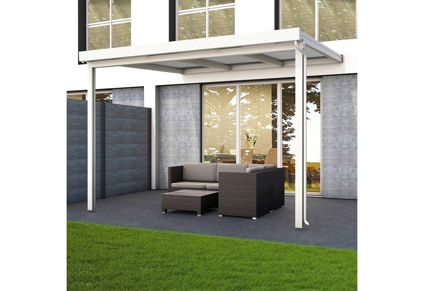 GUTTA Terrassendach Premium, BxT: 309,4x306 cm, Bedachung Doppelstegplatten, BxT: 309x306 cm, Dach Polycarbonat gestreift weiß von GUTTA