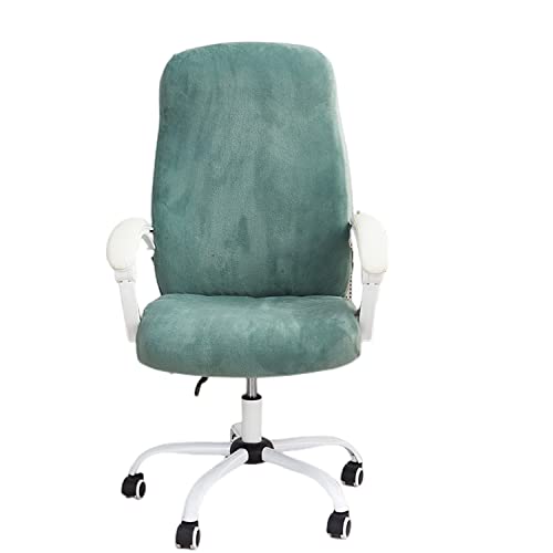 GUYIRT Samt Plüsch Drehstuhl Bezug, Einfarbig Spandex-Sitzbezug, Abnehmbare Waschbar Bezug für Bürostuhl mit Rückenlehne-Grün-Mittel von GUYIRT