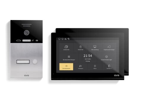 GVS - 1-Familienhaus IP Video Türsprechanlage AVS5520U - Mit 2x10 Zoll Monitor, App, HD-Kamera & Türöffner Funktion (RFID) - Türklingel Sprechanlage Gegensprechanlage von GVS