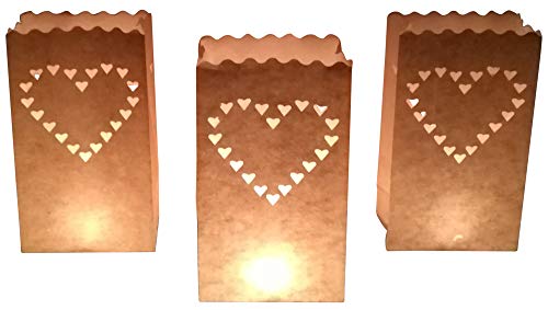 10 Stück Papier Lichttüten Lichtertüten Herz für Teelichter Kerzen Laternen weiß Kerzenhalter Deko Tischdeko Kerzentüten Hochzeit von GW Handels UG