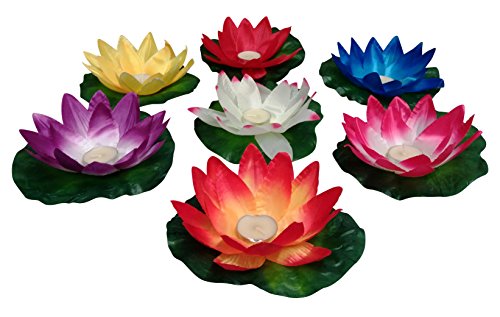 10 Stück Wasserlaterne Lotusblüte Seerose Schwimmlaterne Schwimmkerzen Laterne Outdoor Teelichter Kerzen Bunt Schwimmlichter Deko Windlicht von GW Handels UG