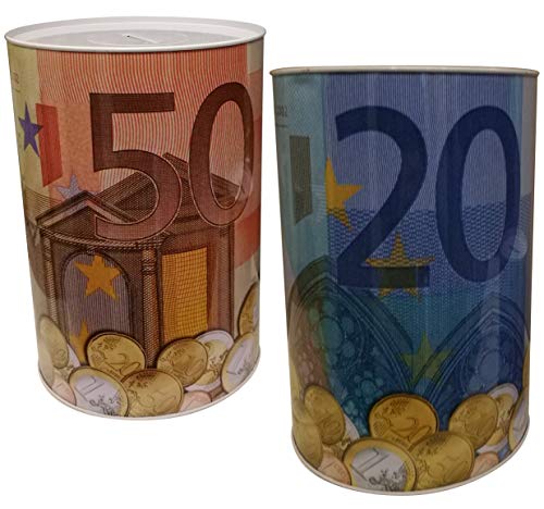 2 er Set Spardose Geldschein Euroschein Metall Sparbüchse Geldschein Sparschwein Euro Sparen von GW Handels UG