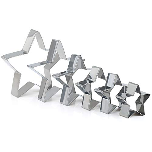 GWHOLE 6 x Ausstechformen Stern Set für Keks Plätzchen Tortendekorationen von GWHOLE