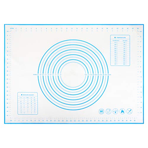 GWHOLE Silikonmatte Backmatte Silikon Teigmatte Wiederverwendbar Antihaft rutschfest mit Blauer Messung, 70 x 50 cm von GWHOLE
