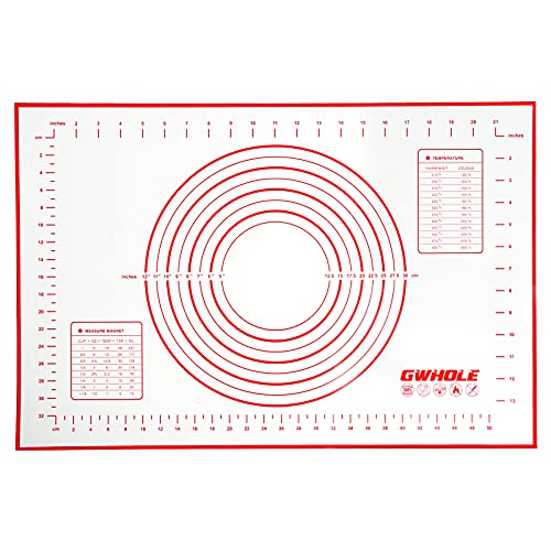 GWHOLE Silikonmatte Backmatte Silikon Teigmatte Wiederverwendbar Antihaft Rutschfest mit Messung, 60 x 40 cm von GWHOLE