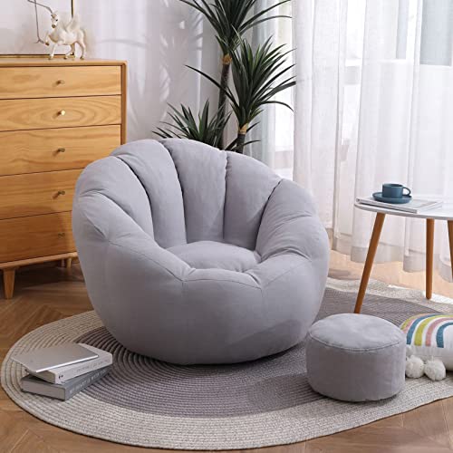 Sitzsack Bean Bag Faules Sofa Sitzsack Bezu (Ohne Füllung) für Gaming oder Entspannen - Indoor wie Outdoor Lounge Gamer Sitzsack Sessel,Grau von GXUYN