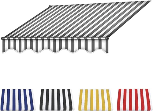 Sonnenschutz-Klemmmarkise, Markisen-Ersatzstoff, Balkonmarkisen, höhenverstellbar, UV-beständig und wasserdicht, für Terrassenbalkon-Gray Stripes||2.5M von GZYMXFC