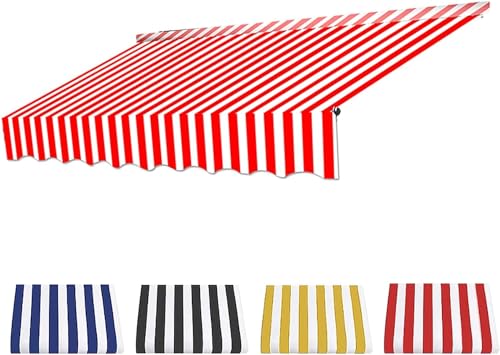 Sonnenschutz-Klemmmarkise, Markisen-Ersatzstoff, Balkonmarkisen, höhenverstellbar, UV-beständig und wasserdicht, für Terrassenbalkon-Red Stripes||4M von GZYMXFC