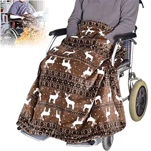 GagalU Rollstuhldecke, Winddicht, dick, warm, bequem, Lammwolle, Hirschmuster, Sitzbezug, schützt die Beine mit Tasche, Rollstuhlbezug, Decke für alle Rollstühle, Standardgröße von GagalU