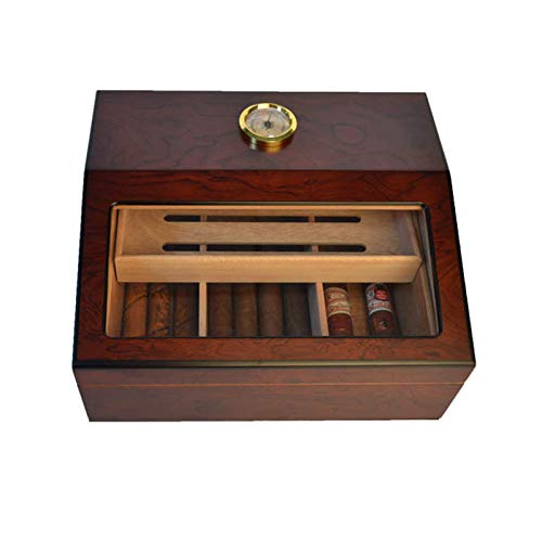 GagalU Zigarren-Aufbewahrungsbox, Tisch-Zigarren-Humidor mit Glasplatte, Hygrometer und Luftbefeuchter – innenliegendes Zedernholz zur Feuchtigkeitskontrolle – Geschenk für Männer von GagalU