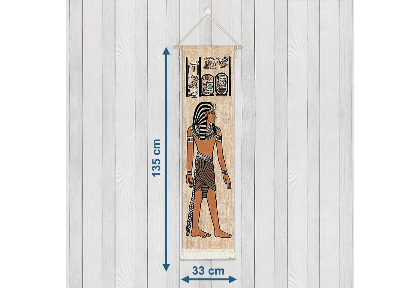 GalaxyCat Poster Hochwertiges Alt Ägyptisches Rollbild aus Stoff, Kakemono 130x33cm, Ramses, Ramses Rollbild / Wallscroll von GalaxyCat