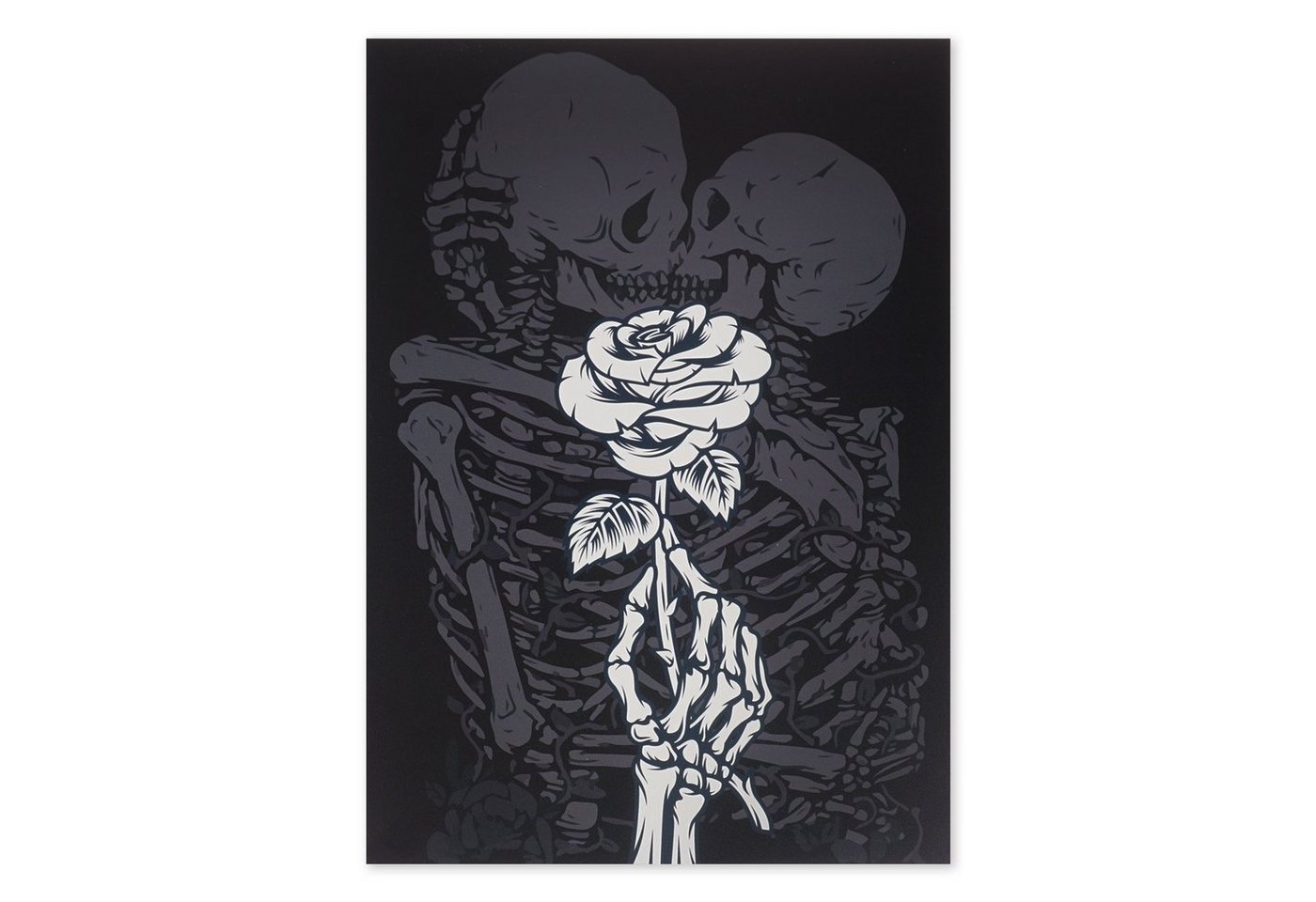 GalaxyCat Poster Wandbild im Gothic Stil, Poster auf Hartschaumplatte 30x42cm, Motiv:, Skeleton Lovers, Gothic Wandbild mit Skeleton Lovers von GalaxyCat