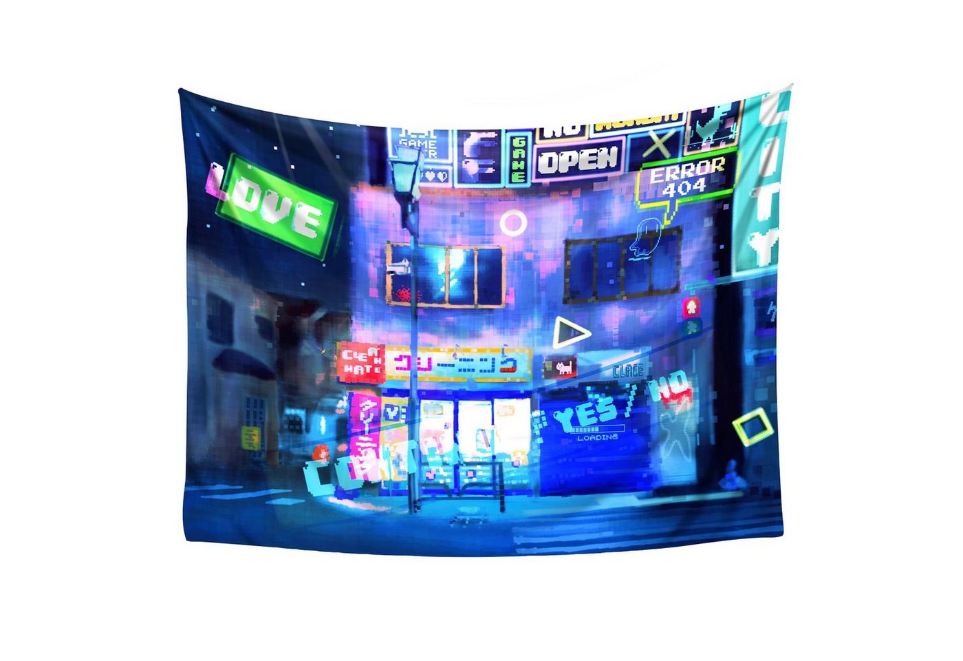 Wandteppich Neo Gaming City Wandteppich, vers. Größen, Wandbehang mit Gaming, GalaxyCat, rechteckig, Höhe: 1300 mm, Wandbehang mit Gaming Motiv von GalaxyCat
