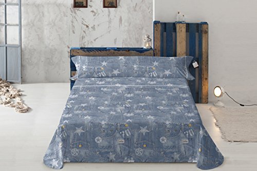 Gale Hayman Lois Super-King-Size-Bett, 50% Baumwolle/Polyester, blau, 200x180x3 cm von Gale Hayman