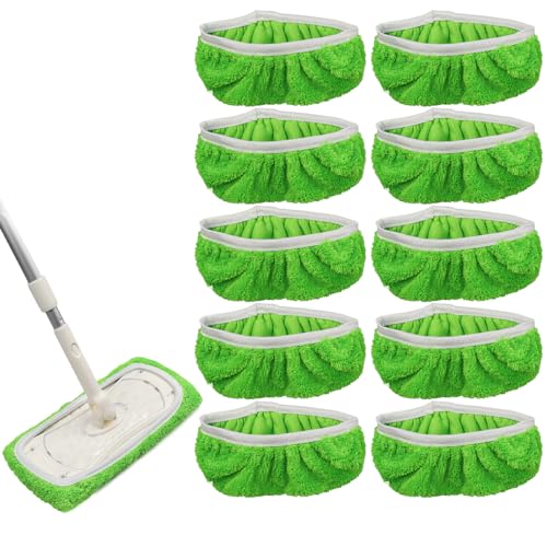 Galerie SV 10 Stück Wiederverwendbaren BodenwischbezüGen, TrockentüCher/NassbodentüCher FüR Swiffer Sweeper Mop Set, Mop Mikrofaser-Reinigungspads FüR Die Reinigung Von Fliesen, Laminat, Hartholz von Galerie SV