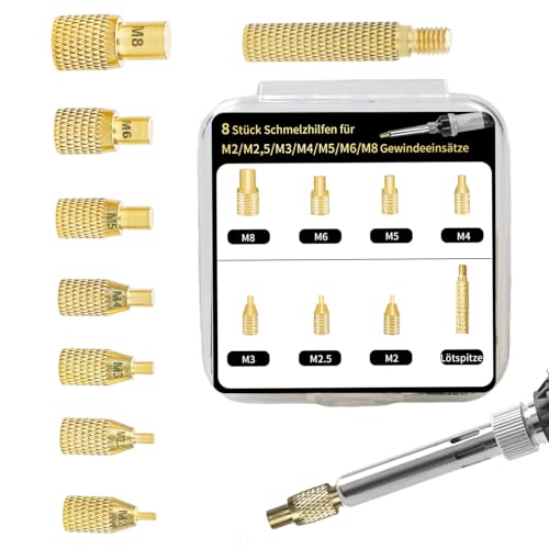 Galerie SV 8 Stück Gewindeeinsatz M2 M2.5 M3 M4 M5 M6 M8 Einschmelzgewinde Messing Gewindeeinsätze Einschraubmutter für Kunststoffteile Wärme oder Ultraschall in 3D Druckerteile von Galerie SV