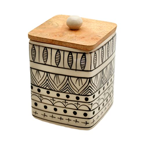 Gall&Zick Behälter Gewürzdose Teedose Keramik handbemalt mit Holzdeckel Set/2 von Gall&Zick