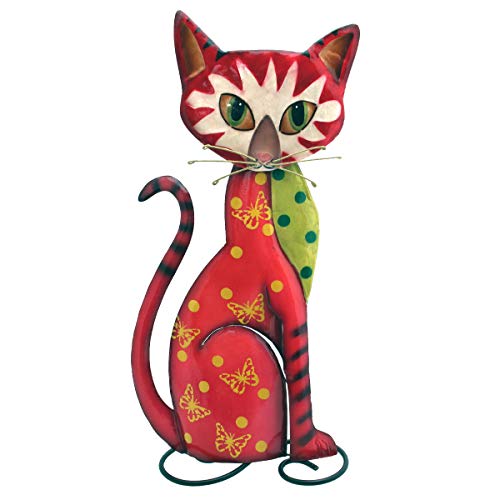 Gall&Zick Dekofigur Katze aus Blech mit Perlmutteinlagen (Rot stehend) von Gall&Zick