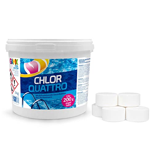 Chlortabletten für Pool 200g - Multitabs Pool 3 in 1 - Desinfektion Chlorung Pool - Pool Chemie - Pflege für Schwimmbad - 3 kg von Gamix