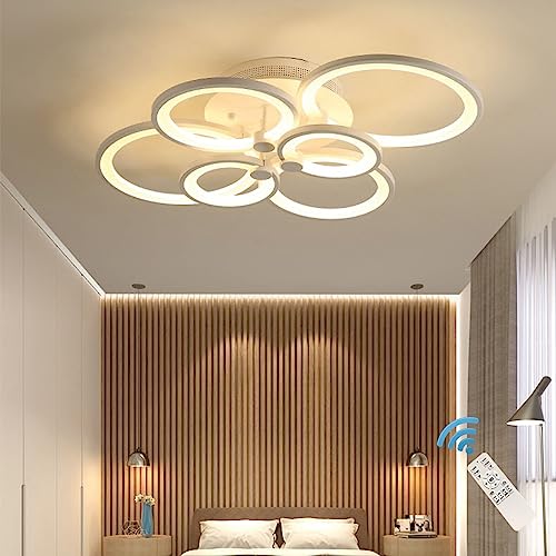 Ganeed LED Deckenleuchte mit Fernbedienung, 72W Modern Acryl Kronleuchter, Dimmbar Lichtfarbe Unterputz Deckenleuchte 6 Köpfe für Esszimmer Schlafzimmer Küche Leuchten, 3000-6500K von Ganeed