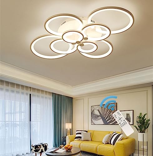 Ganeed Moderne LED-Deckenleuchte, dimmbar, 8 Köpfe, nah an der Deckenleuchte, Acryl-Kronleuchter für Schlafzimmer, Wohnzimmer, Esszimmer, Küche, Büro, mit Fernbedienung von Ganeed