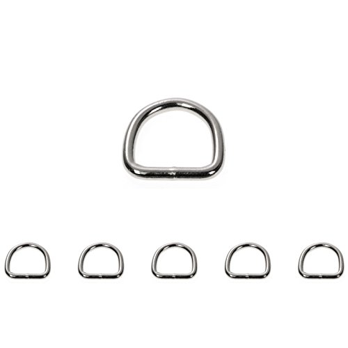 Ganzoo D - Ring aus Stahl, 5 Stück im Set, Stahl-Ring 22mm x 23mm, nichtrostend, Ideal in Verbindung mit Paracord 550 zu verarbeiten, geschweißter Stahl, Farbe Silber Glanz Marke von Ganzoo