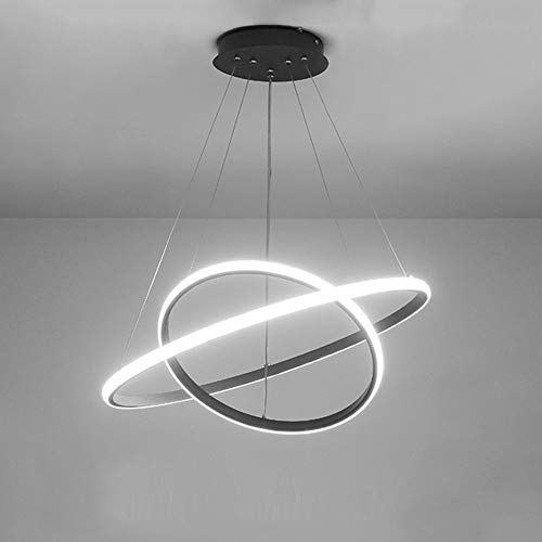 28W LED Pendelleuchte Moderne Esstisch Lampe 2-Ring Hängeleuchte LED weißes Licht 6500K Hängelampe Deckenleuchte Lüster für Esszimmer Wohnzimmer Schlafzimmer Höhenverstehbar Kronleuchter, ∅40+20cm von GaoHX