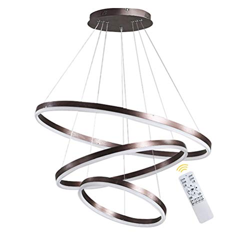 3-Ring LED-Hängelampe Dimmbar Braun Kronleuchter 68W LED-Ringleuchte Lampe Moderne LED-Hängeleuchte Rund Ring-Pendelleuchte mit Fernbedienung,Esszimmer Design Lampe Wohnzimmer Leuchte,20+40+60CM von GaoHX