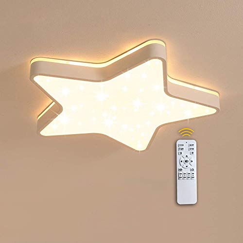 36W LED Mit Fernbedienung dimmbar Deckenleuchte, fünfzackige Stern Deckenlampe, funkelnder Glitzer-Stern-Lichteffekt, Top Glühen Lampe für Kinderzimmer Wohnzimmer Esszimmer Küche Schlafzimmer Ø45cm von GaoHX