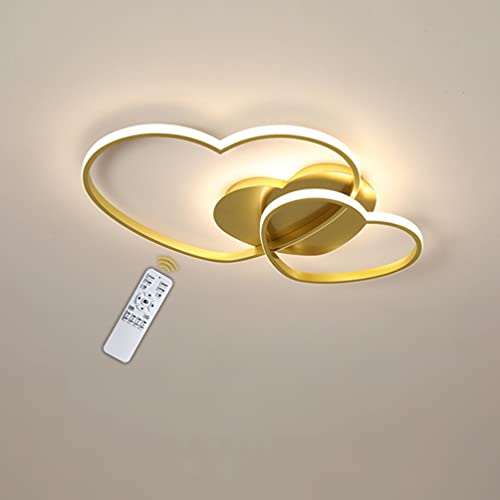 56w Dimmbare LED-Deckenleuchte, Golden modernes Design in Herzform, Liebe Herz Design Acryl-schirm Metall Deckenlampe, Deckenleuchte für Schlafzimmer Esszimmer Küche Kinderzimmer Lampe, Ø65cm von GaoHX
