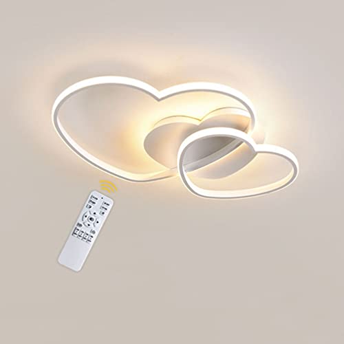 GaoHX 56w Dimmbare LED-Deckenleuchte, Weiß modernes Design in Herzform, Liebe Herz Design Acryl-schirm Metall Deckenlampe, Deckenleuchte für Schlafzimmer Esszimmer Küche Kinderzimmer Lampe, Ø65cm von GaoHX
