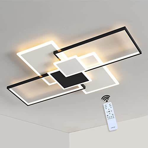 LED Deckenleuchte Dimmbar Rechteckig Modern Deckenlampe 75W mit Fernbedienung 3000K-6000K Deckenpanel Wohnzimmerlampe Schlafzimmerlampe Deckenbeleuchtung für Küche Wohnzimmer Büro Schlafzimmer, 110cm von GaoHX