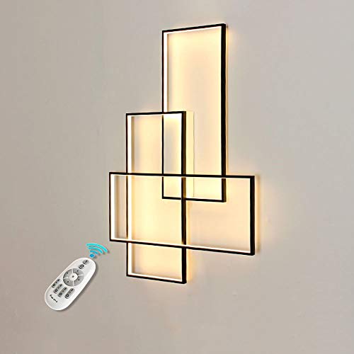 LED Wandleuchte Deckenleuchte Dimmbar Fernbedienung Modern Wohnzimmer Schlafzimmer Wandlampe Retro Eckig Design Metall Acryl Deckenlampe Esszimmer Kinderzimmer Bad Flur Treppenhaus Leuchten 67*47cm von GaoHX