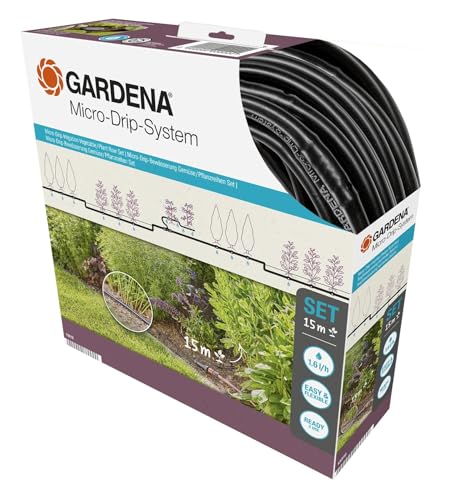 Gardena Start Set Pflanzreihen S: Micro-Drip-Gartenbewässerungssystem zur schonenden, wassersparenden Bewässerung von Reihenpflanzungen (13010-20) von Gardena