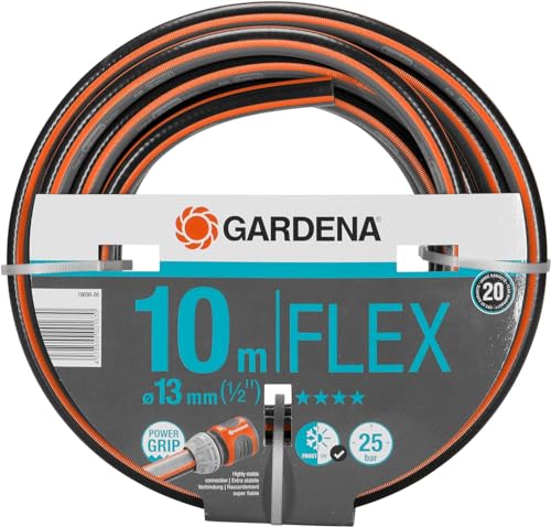 Gardena Comfort FLEX Schlauch 13 mm (1/2 Zoll), 10 m: Formstabiler, flexibler Gartenschlauch mit Power-Grip-Profil, aus hochwertigem Spiralgewebe, 25 bar Berstdruck, ohne Systemteile (18030-20) von Gardena