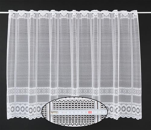 Gardinen Kranzusch Scheibengardine Jacquard gebogt Abschluss 90x87,5 cm H/B weiß Bistrogardine Vorhang Küche 1er Pack von Gardinen Kranzusch
