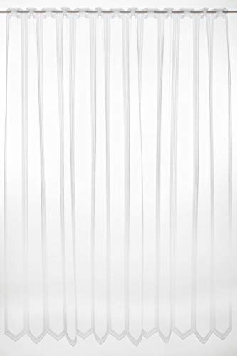 Gardinen Kranzusch Scheibengardine Schlichter Jacquard 180 cm hoch weiß - Wunschbreite frei wählbar durch gekaufte Menge in 12,5 cm Schritten - Meterware von Gardinen Kranzusch