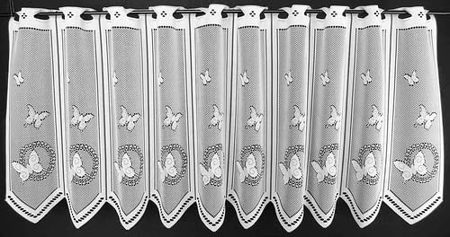 Gardinen Kranzusch Scheibengardine Schmetterlinge 45x156 cm H/B Weiß Bistrogardine Vorhang Küche 1er Pack von Gardinen Kranzusch