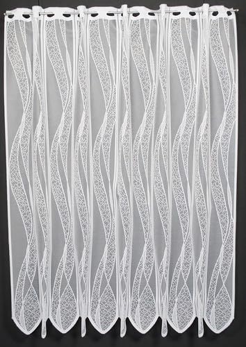 Gardinen Kranzusch Scheibengardine Welle 90x57,5 cm H/B ganz weiß Bistrogardine Vorhang Küche 1er Pack von Gardinen Kranzusch