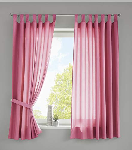 Gardinenbox 2er Set Vorhänge Schal Schlaufen »Berlin« HxB 175x140 cm Pink Blickdicht Microsatin Lichtdurchlässig Kräuselband Uni Matt, 20400N2 von Gardinenbox