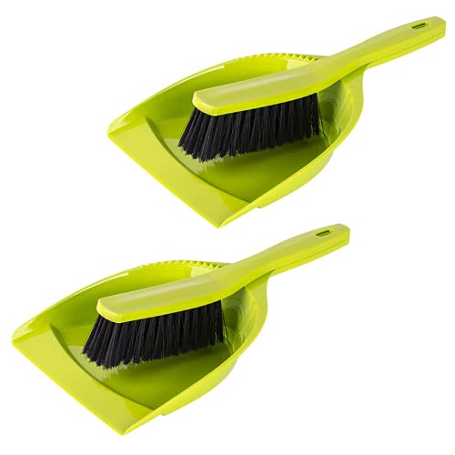2x Kehrgarnitur Kehrschaufel Handfeger Kehrwisch Kehrset Haushalt Fußboden Küche Reinigung aus Kunststoff grün von Gariella
