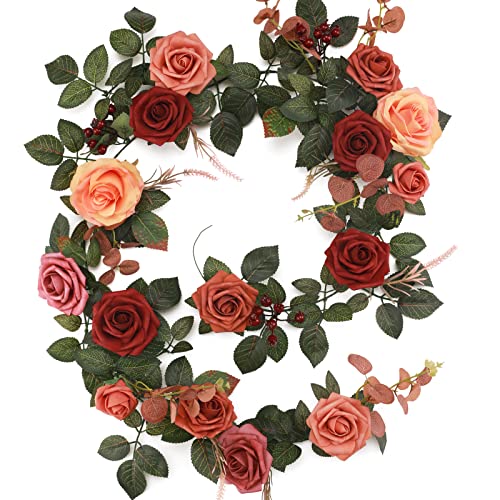 Garisey 5FT Künstliche Rose Blume Burgund gefälschte Blumen Girlande für Hochzeitszeremonie Hintergrund Bogen Blumen Tisch Mittelstücke Dekorationen von Garisey