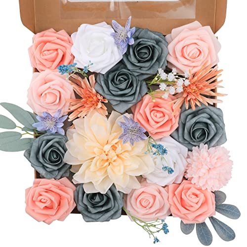 Garisey Künstliche Blumen Combo für DIY Hochzeit Sträuße Combo Mittelstücke Arrangements Party Braut Baby Dusche Home Dekorationen-Light Pink von Garisey