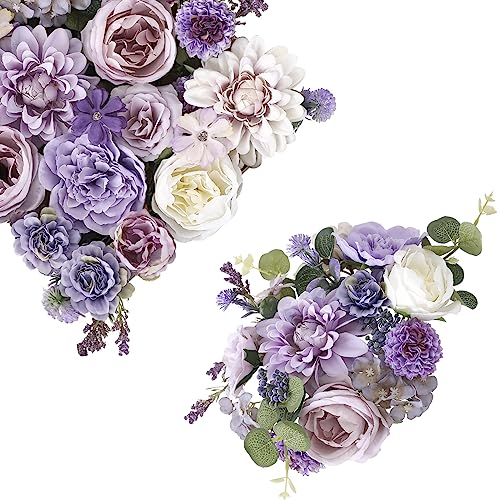 Garisey Künstliche Blumen Kombi-Box Set für DIY Hochzeit Blumenstrauß Arrangements Brautdusche Party Home Dekorationen (Weiß Lila Pfingstrose) von Garisey