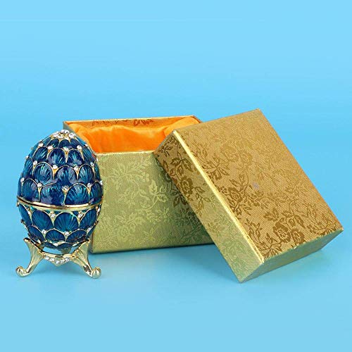Garosa Handgemalte emaillierte Vintage Faberge Ei Stil dekorative Schmuck Veranstalter Trinket Box Osterei Dekoration Geschenk für Inneneinrichtungen(Blau) von Hztyyier