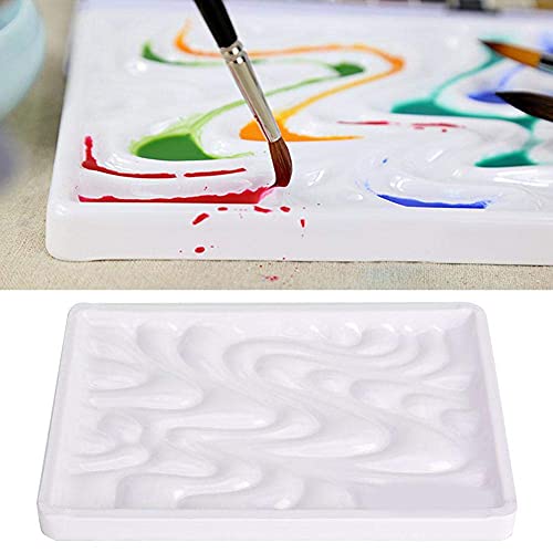 Quadratische Farbwanne 8,23 * 5,7 Zoll Keramik-Wellen-Design-Paletten für Aquarelle, Gouache, Acryl und Ölfarbe von Garosa