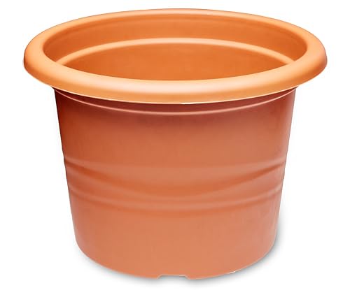 Garronda Blumentopf klein rund Kunststoff für Blumen und andere Pflanzen GD-0022 (Terracotta, ⌀ 17cm H 12cm) von Garronda